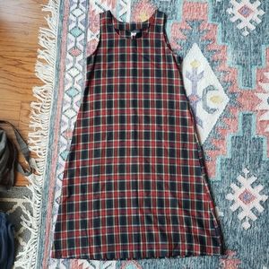 90s vintage plaid midi dress